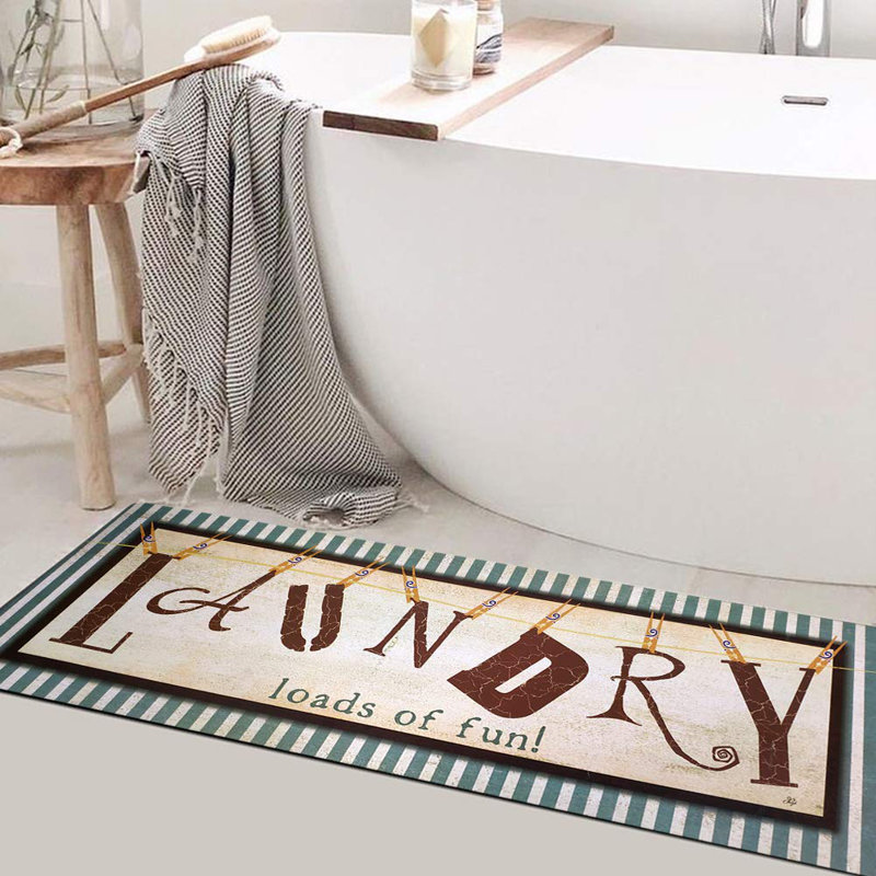 Rosalind Wheeler Vintage Laundry Room Runner Rug, Anti Fatigue Laundry